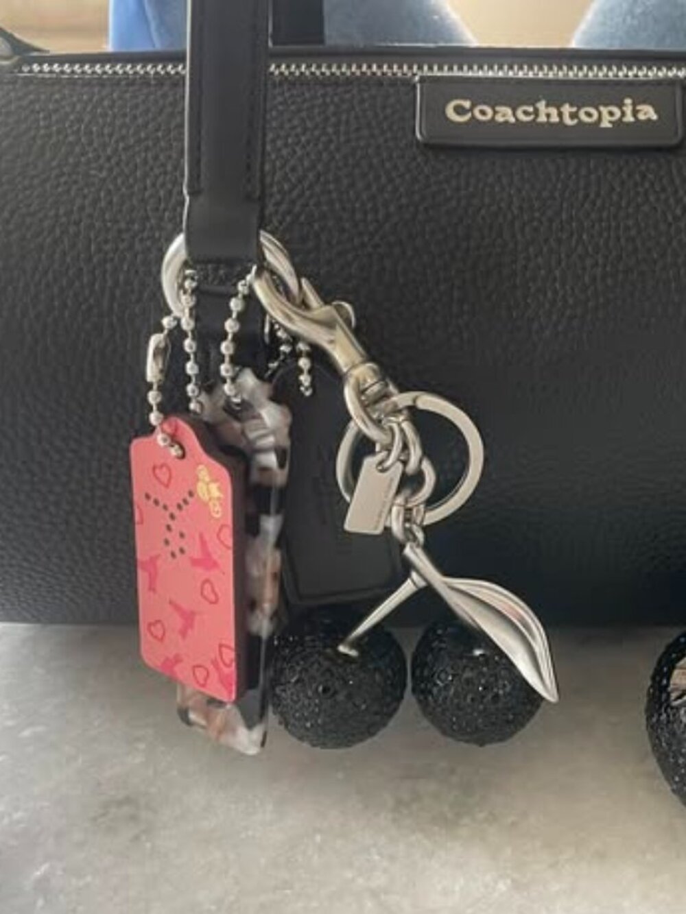 Coach Black Crystal Cherry Bag Charm CCD32 - Purchase includes charm dust bag -